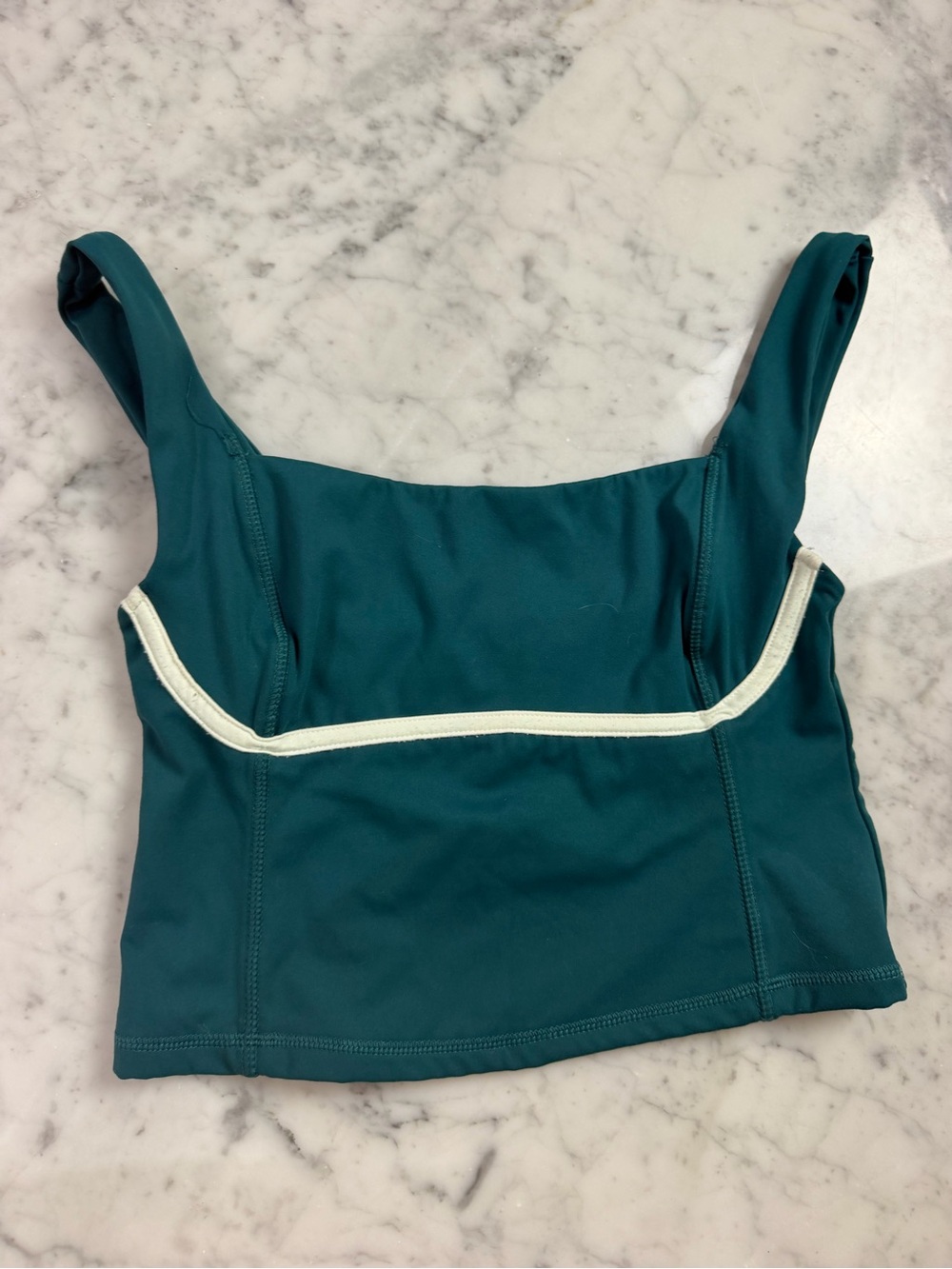 Monday Swimwear Teal Crop Tank with White Piping